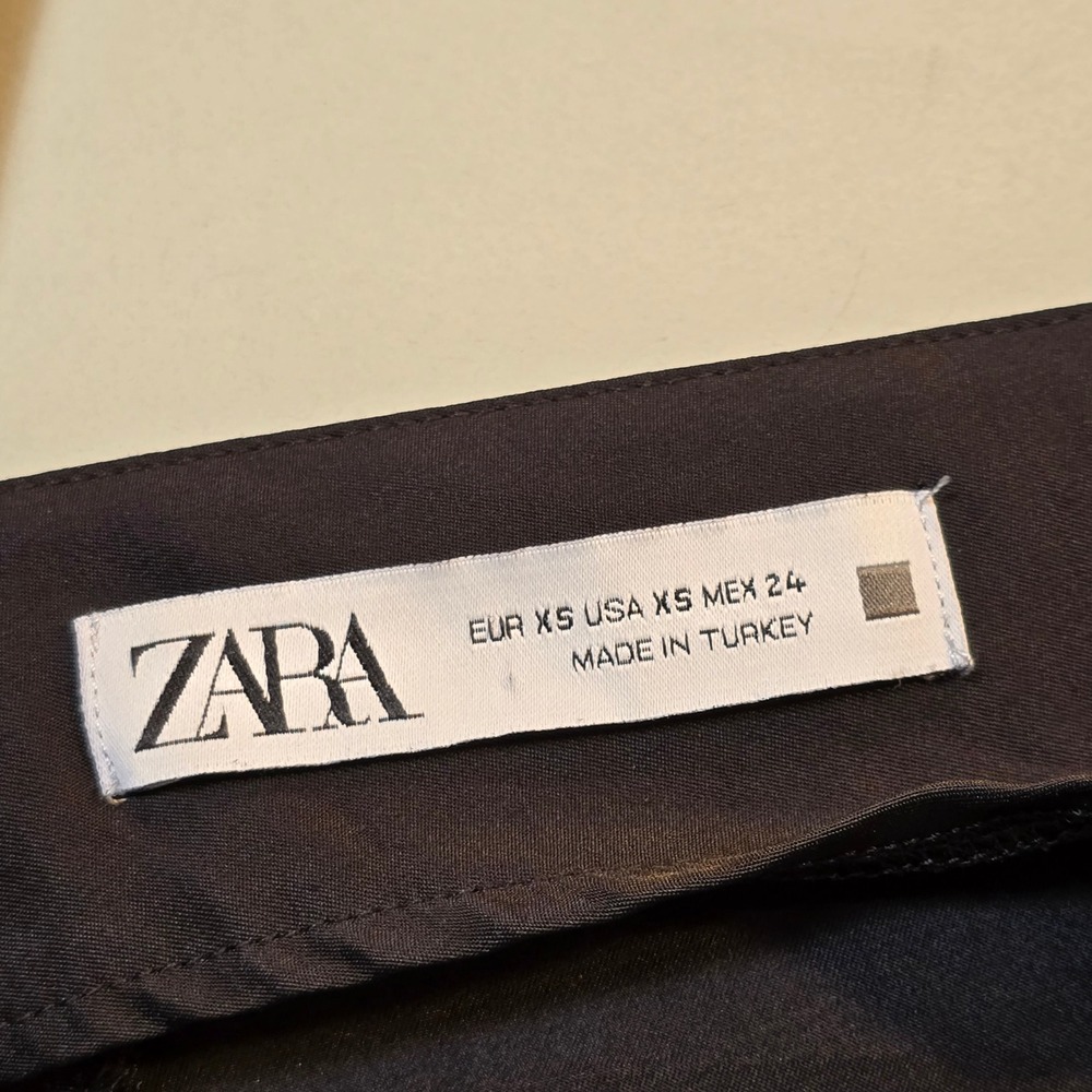 Zara Dress Cut Out Satin Effect Mini Womens Extra Small Black - Picture 6 of 10